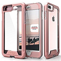 Zizo ION Series Military Grade Triple Layered Case with Tempered Glass Screen Protector for iPhone 7 Plus / 6 / 6s Plus – Rose Gold/Clear